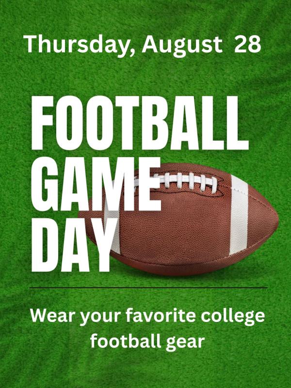 green background with football and words that say college game day
