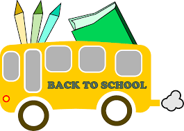 Bus and notebooks with back to school