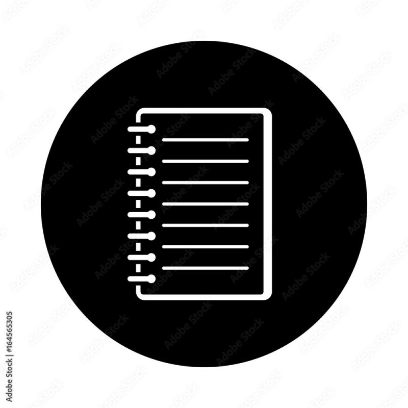 black circle with white notebook